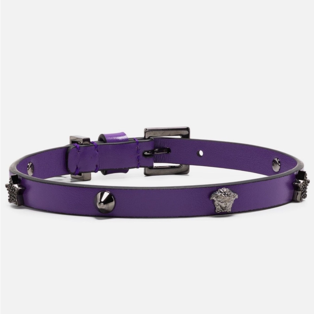 Versace La Medusa embellished leather choker